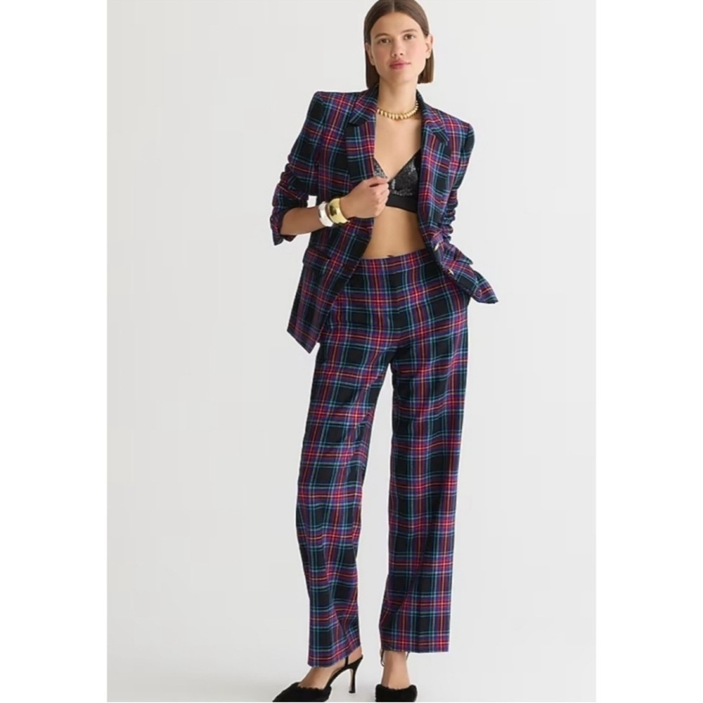 J Crew - Full-length Sydney wide-leg pant in Stewart tartan wool blend size 0